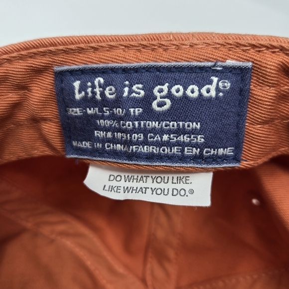 LIFE IS GOOD ORANGE COTTON BASEBALL HAT CAP SURFER JAKE EMBROIDERY UNISEX M/L OS - Picture 10 of 12